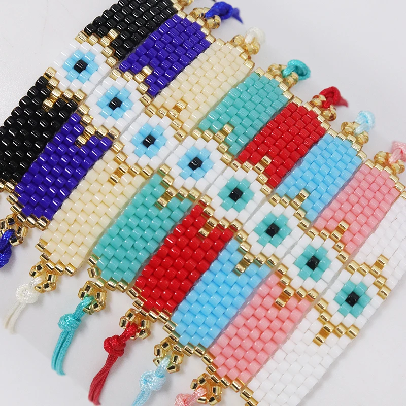 BLUESTAR Delicate Devil\'s Eye Bracelets for Women Multicolored Miyuki Beaded Vacation Friendship Jewelry Wholesale