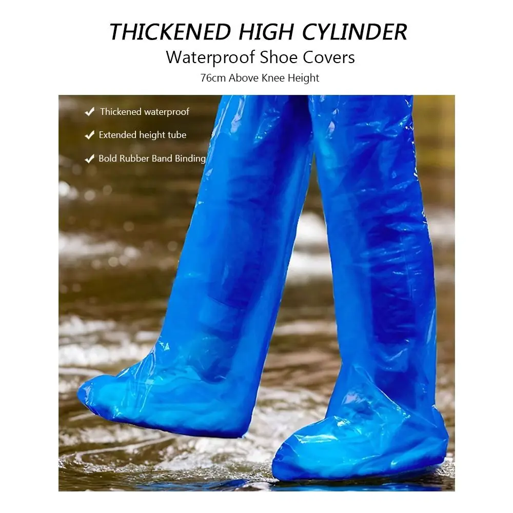 5pairs Transparent Disposable Rain Boot Covers Non-slip Thickened Foot Wrap Rainpants Oil Resistant Waterproof