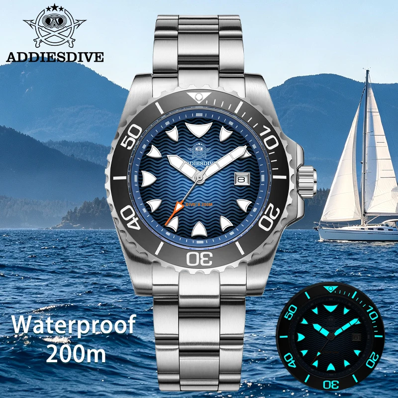 ADDIESDIVE 2026 New Men's Watch 2115 BGW9 Luminous 200M Waterproof Suitable for Diving 316L Stainless Steel Quartz Watch AD2561