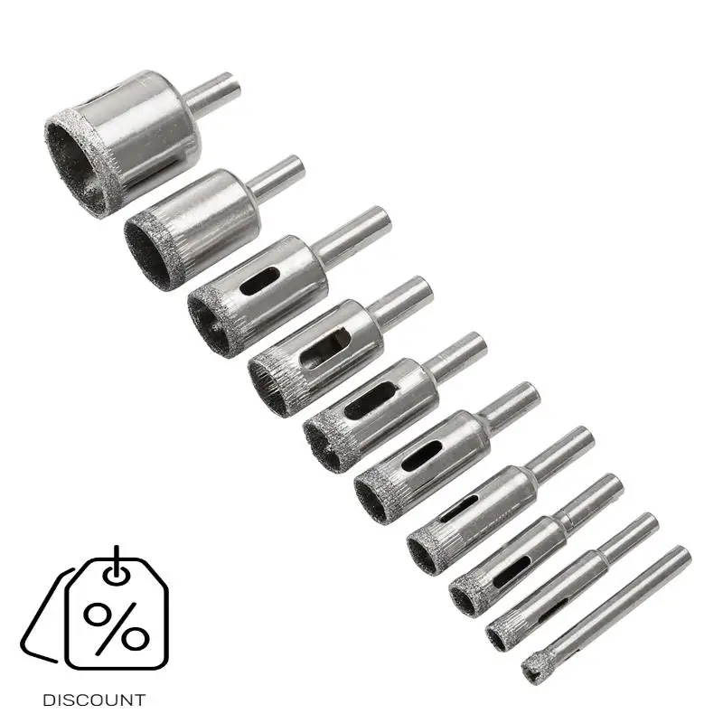 ABJO-Diamond Drill Bits Set, 10 PCS Diamond Hole Saw Set, Glass Drill Bit For  Tile Porcelain Marble Granite Bottles