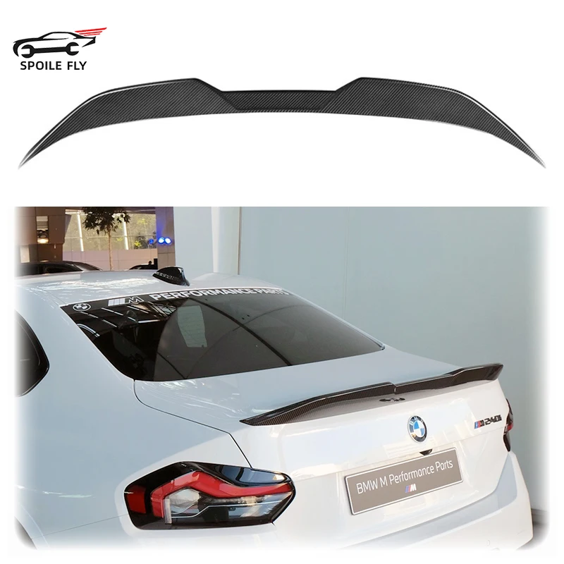 

High Quality ABS Wing Spoiler Body Kits For BMW 2 Series G42 M235i M240i Coupe 2022 To Up Glossy Black Or Carbon Fiber Look