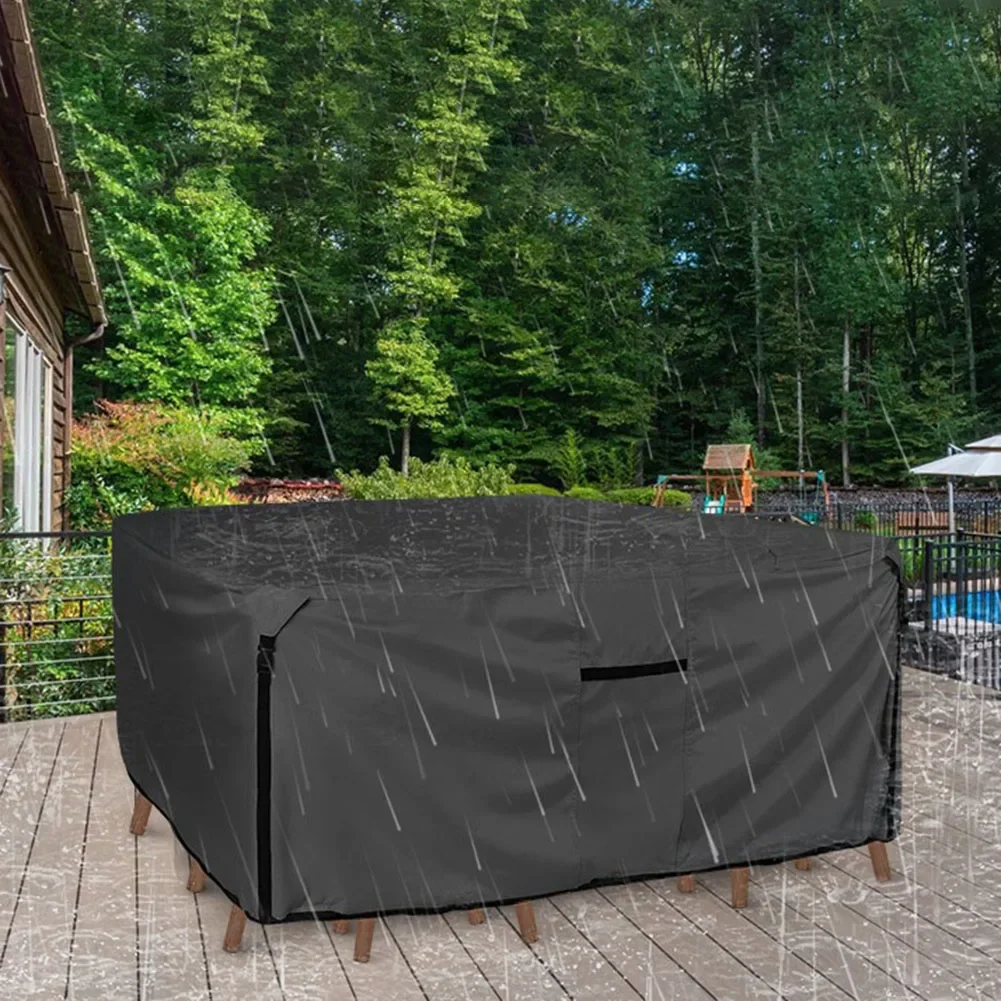 

1PC 210D Oxford Cloth Furniture Cover With Air Vents Heavy-Duty Waterproof Outdoor Furniture Cover For Patio Table And Chairs