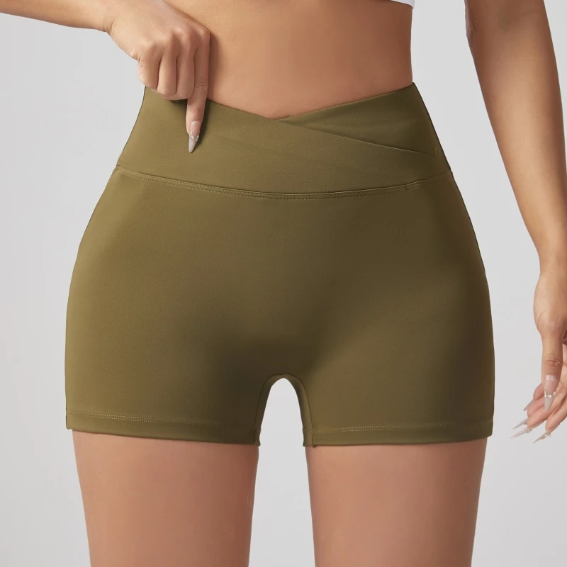 ผู้หญิงเสื้อผ้าออกกําลังกายเอวสูงกางเกงโยคะก้นสะโพกยกโยคะออกกําลังกายถุงน่องกางเกงขาสั้น