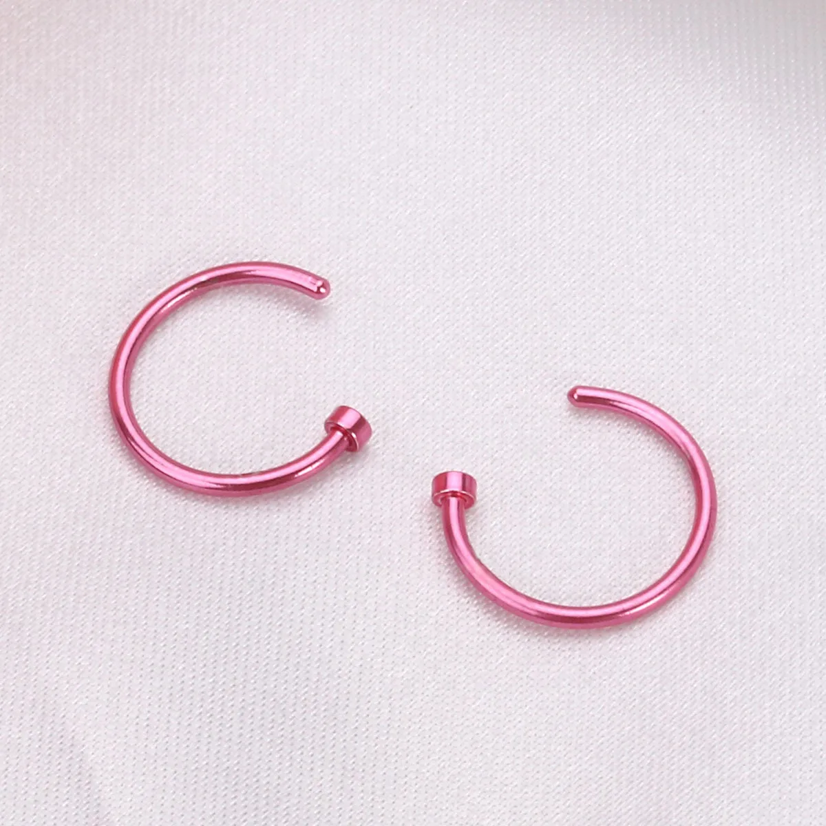 2 قطعة التيتانيوم الصلب الأنف الدائري 10 مللي متر الوردي C-شكل المفتوحة هوب الجراحية الصف غير سامة مريحة للجنسين ارتداء اليومي مجوهرات ل #4