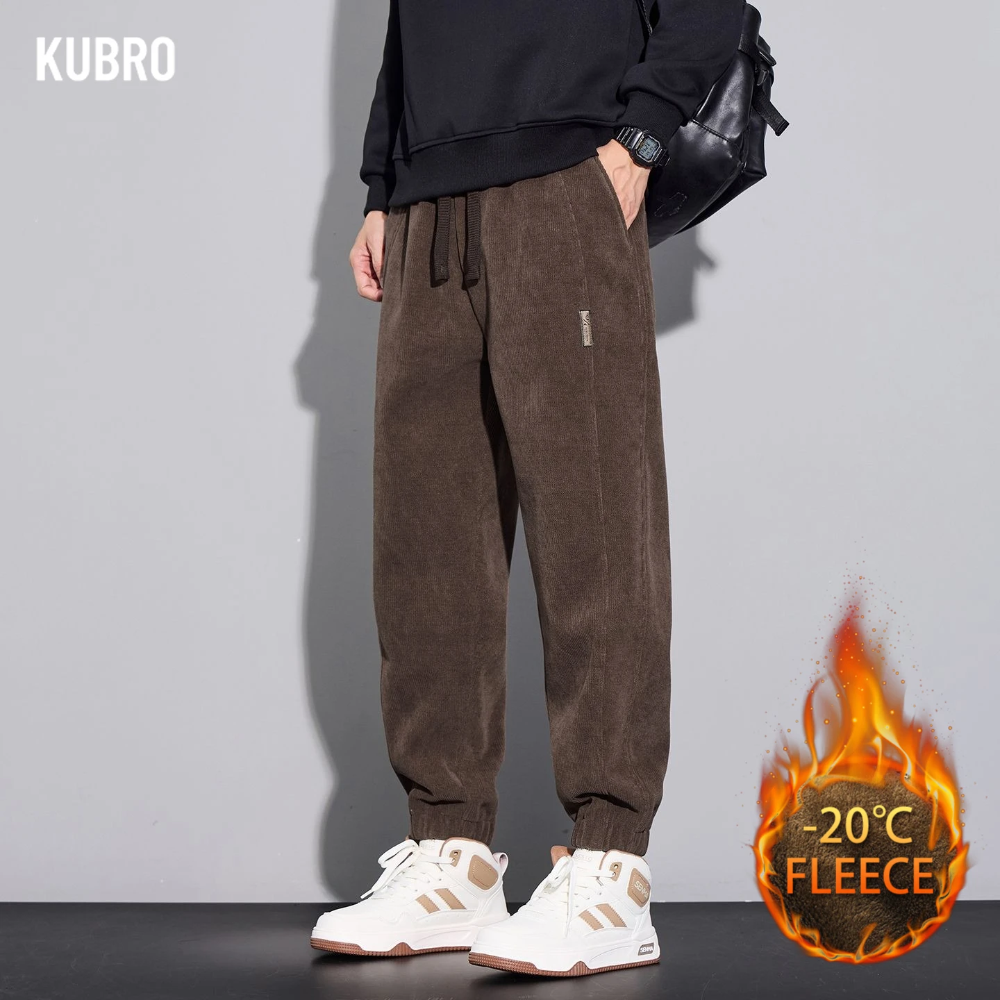 

Новые осенние и зимние вельветовые модные и энергичные мужские повседневные брюки с добавлением флиса и модные утепленные флисовые брюки