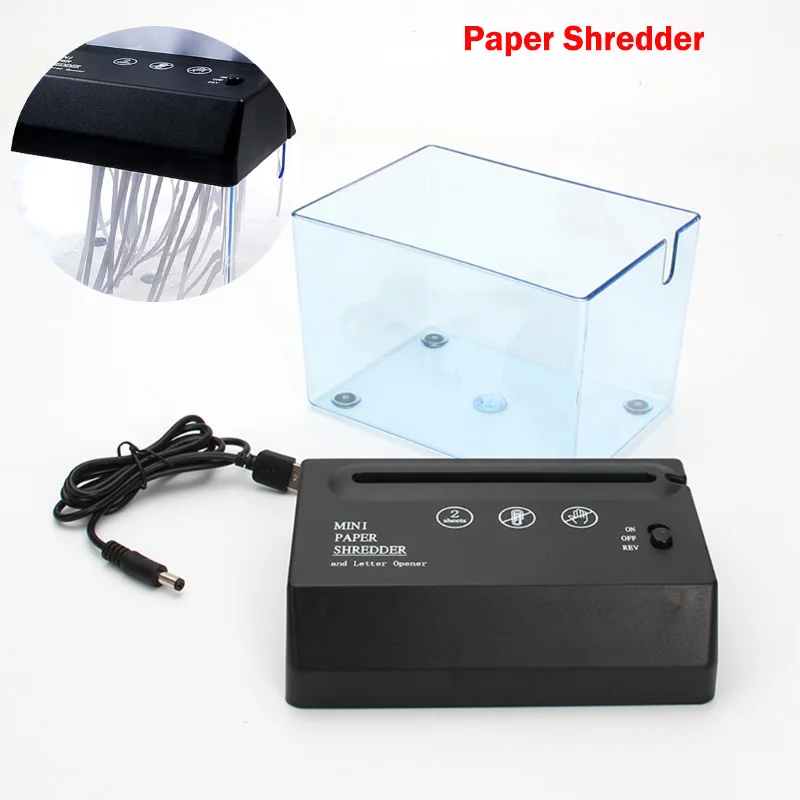 ماكينة تقطيع الورق الصغيرة المحمولة الكهربائية USB تعمل بالبطارية أداة تقطيع المستندات لقطع الورق للمكتب المنزلي