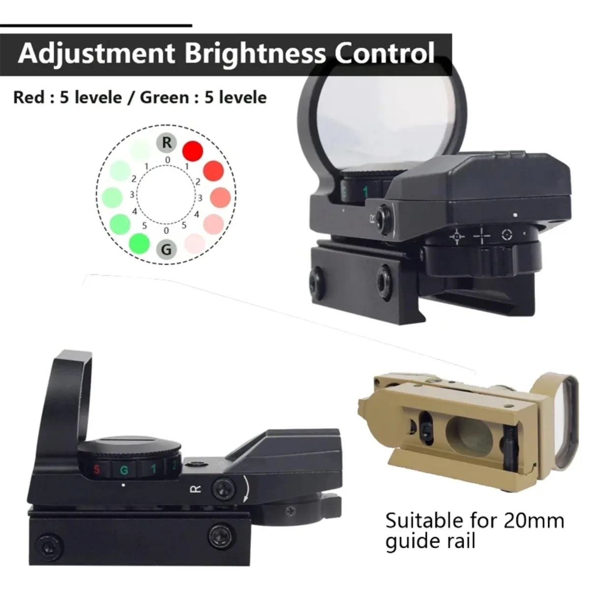 التكتيكية Riflescope 1X30 1x40 البصريات الأحمر الأخضر نقطة البصر منعكس 4 شبكاني المجسم كوليماتور نقطة ل 20 مللي متر 11 مللي متر السكك الحديدية Ar15 M4