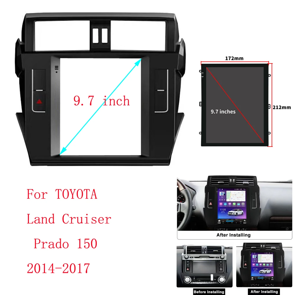 

Car Radio Fascia For TOYOTA Land Cruiser Prado 150 2013 2014 2015 2016 2017 Video Panel Player Dash 2 Din Frame Mount Kit