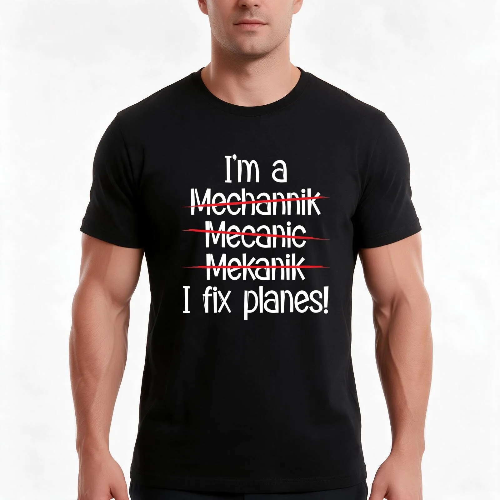 I'm A Mechanic I Fix Planes T-Shirt, Summer Casual Cotton Tee, Oversized Streetwear Tops, Vintage Graphic Print, 100% Cotton