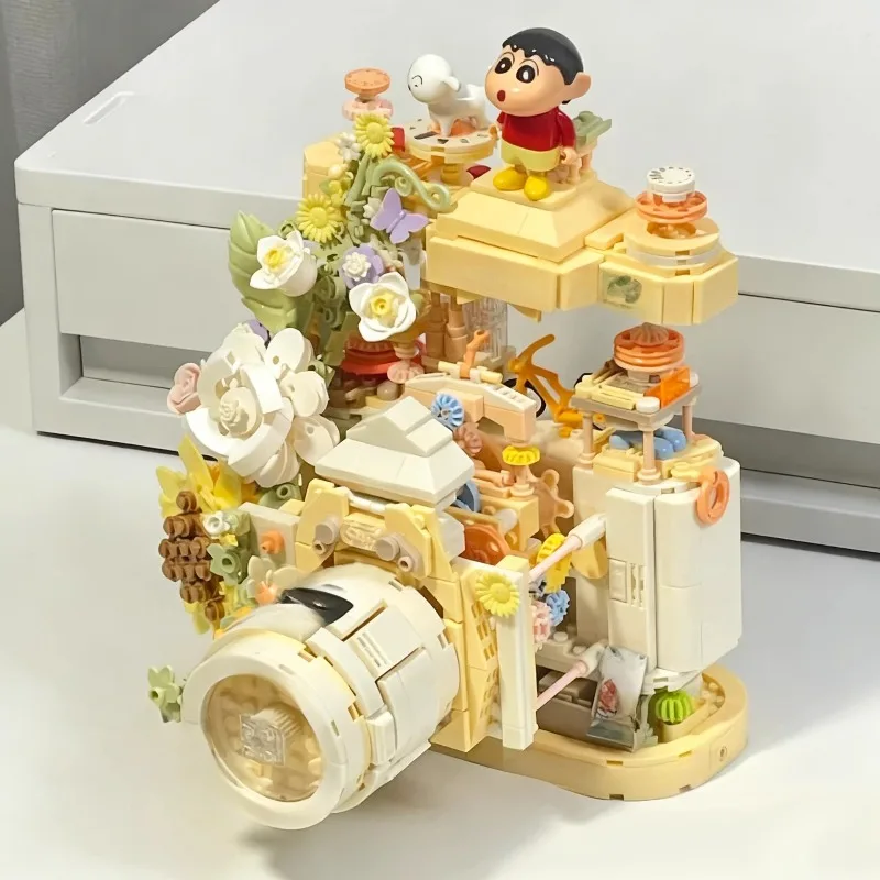 

Новая модель винтажной камеры из строительных блоков 2026 года с цветочным декором в стиле феи для взрослых, подарок ручной работы для самостоятельной сборки