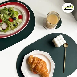 Oval Waterproof Non-Slip Dining Table Placemat, Individual Leather Mat, Drink Coaster, Kitchen Decoration, Tableware Placemat