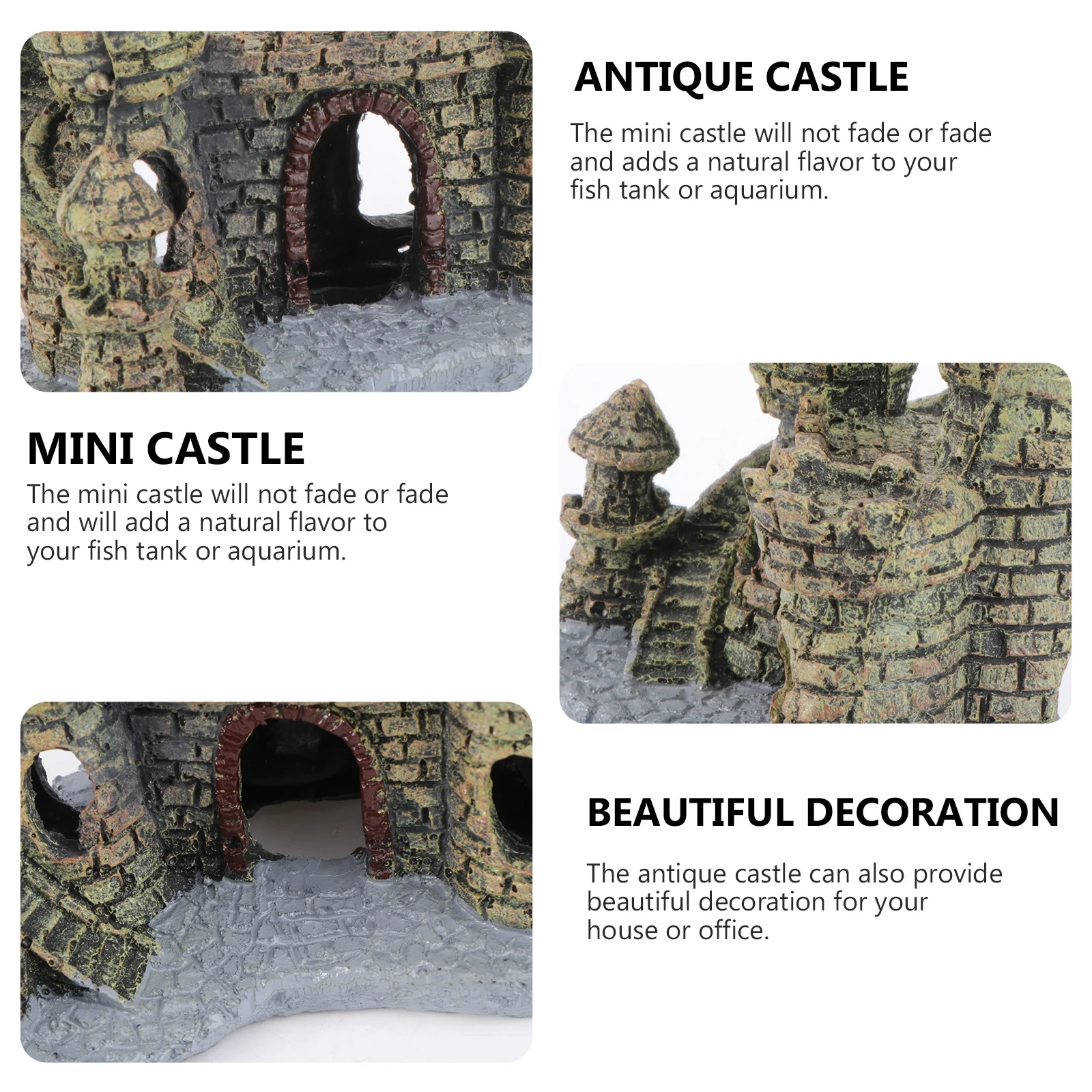 

Mini Castle Fish Tank Decoration Resin Aquarium Ornament Saltwater Freshwater Aquatic Terrarium Decor Fish Hideaway Pet