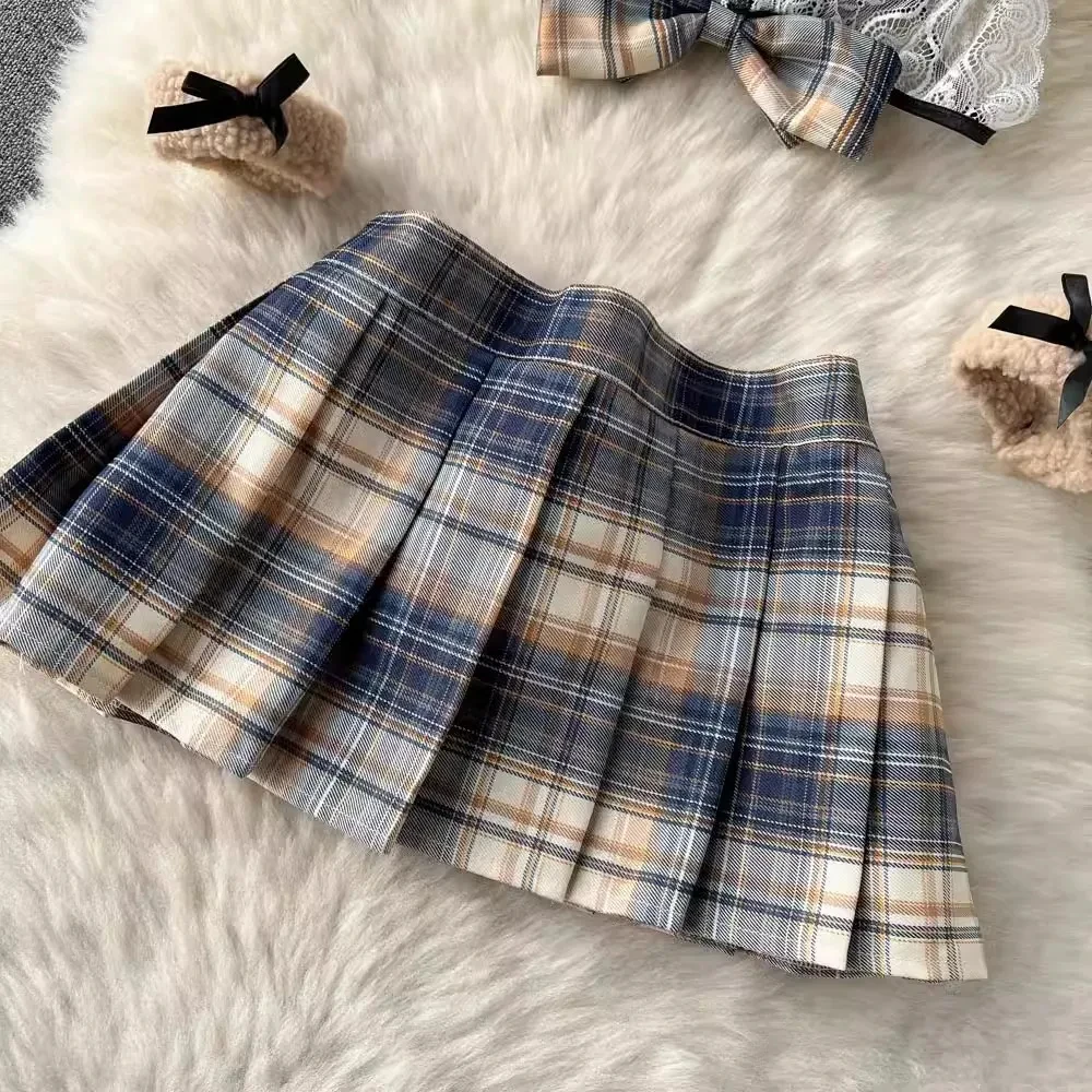 Short Skirt Sailor Chic Women\'s Dress Sexy Pleated Suits Lace Bra Brief Plaid Mini Skirt Preppy Style Ins Hotsweet 5 Pieces Sets