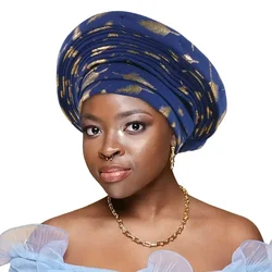 Elegant African Headtie Turban Already Made Women's Auto Gele Female Head Wraps Nigeria Head Ties Wedding Party Headgear