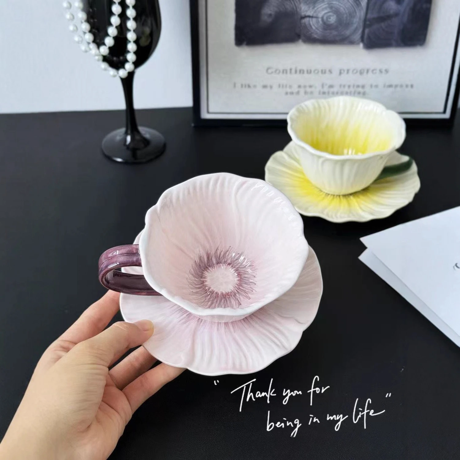 

Керамическая кофейная чашка с французским цветком, тарелка, латте, чашка для чая с послеобеденным цветком, подарочные кружки, набор столовых приборов для кофейных чашек