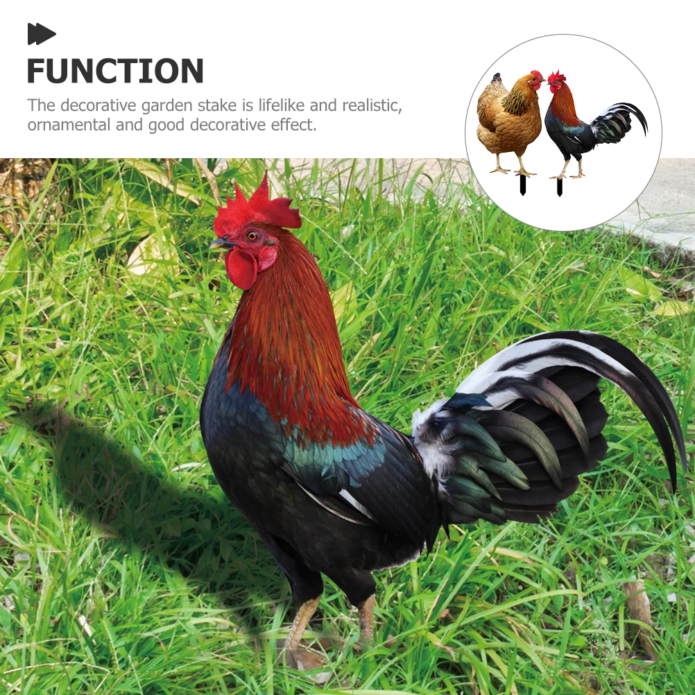 

6Pcs Acrylic Yard Rooster Signs Realistic Hen Stakes Garden Chicken Stake Outdoor Yard Ornament Decorative Inserted Stakes