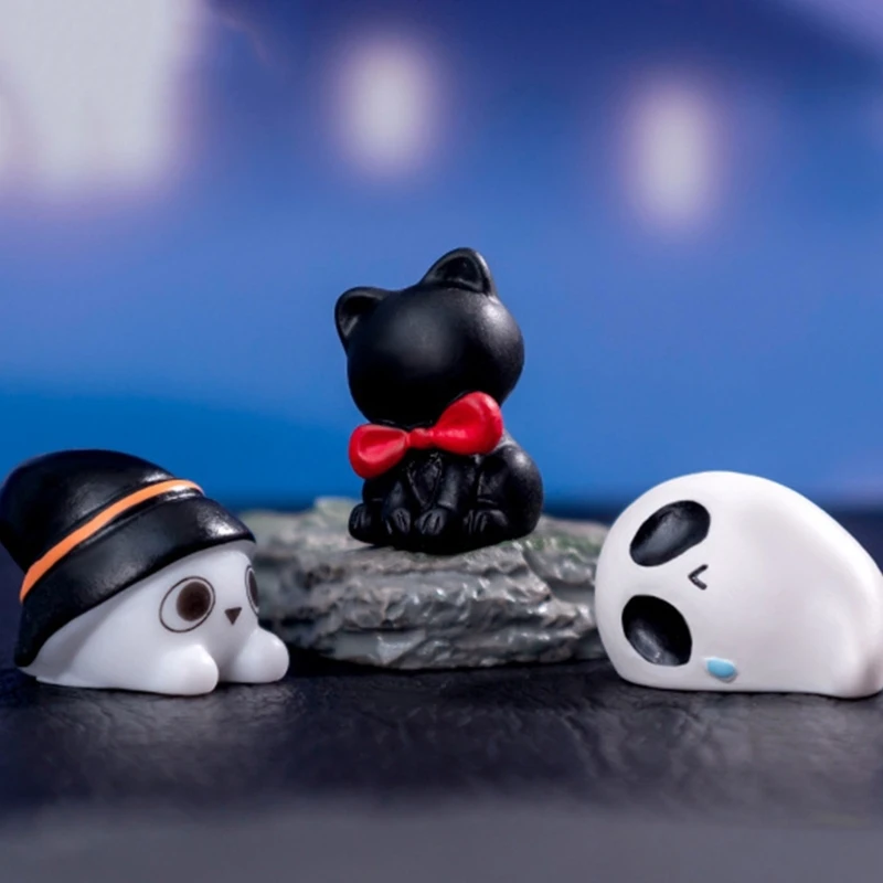 Festival Miniature Pumpkin Ghostly Bat Elf Statue Resins Figurines Statue Halloween Desktop Decoration for Party Display - Image 3