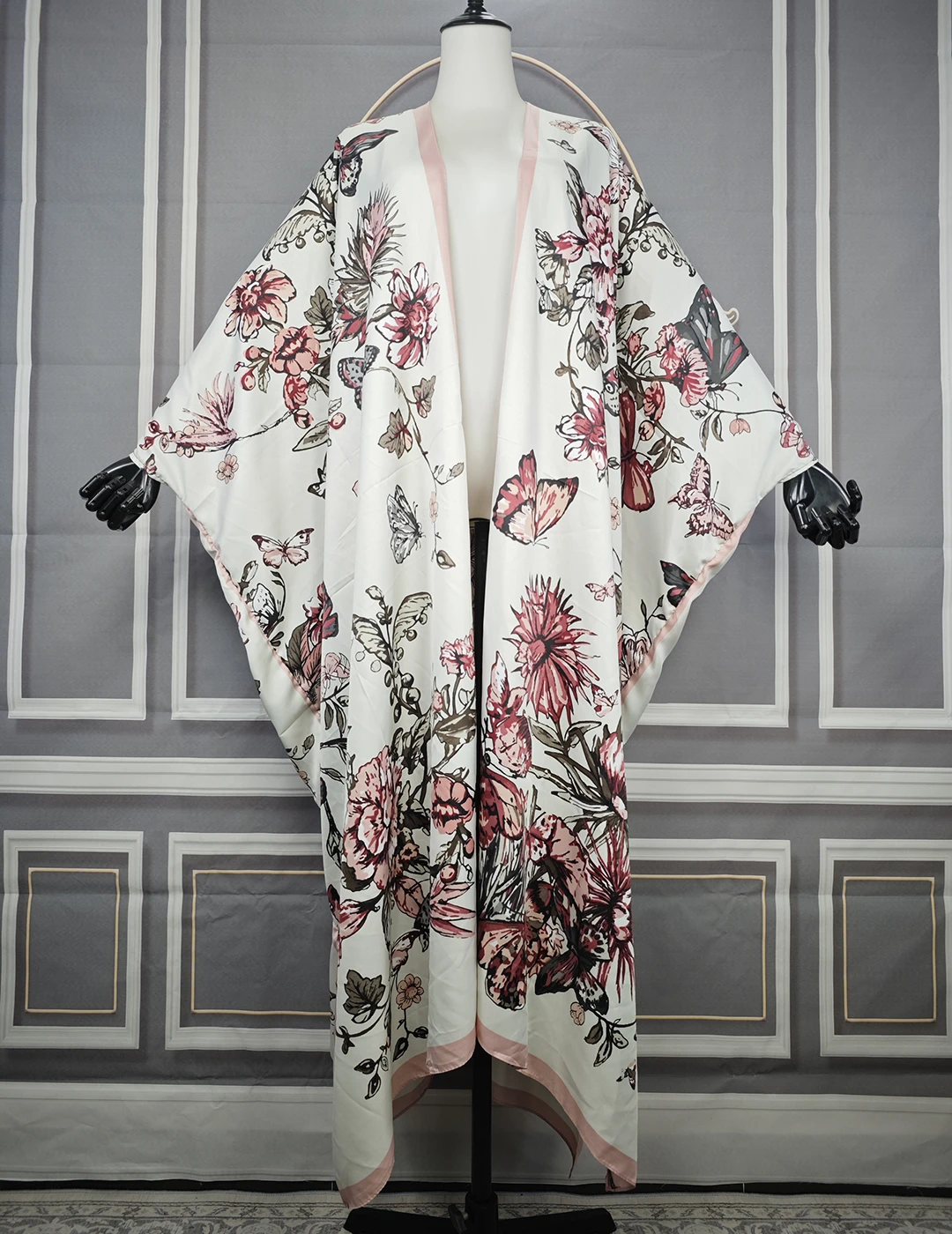 Dames zomer strand vakantie twill zijden bikini cover-up mooie bloemen open voorkant KImono in etnische stijl badmode vesten