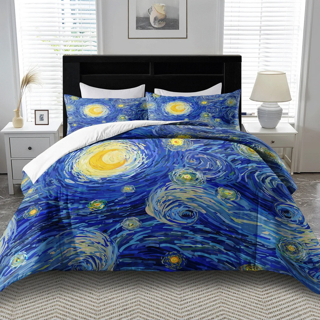 

Abstract Starry Sky Duvet Cover Set Cotton Bedding Machine Washable Quilt Decor Birthday Gift for Bedroom