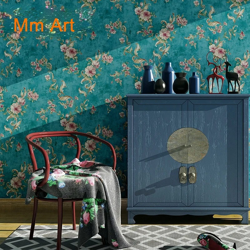 

Американский кантри кантри сад большой цветок шелковая спальня теплая стена ткань гость ресторан ТВ фон стена AB