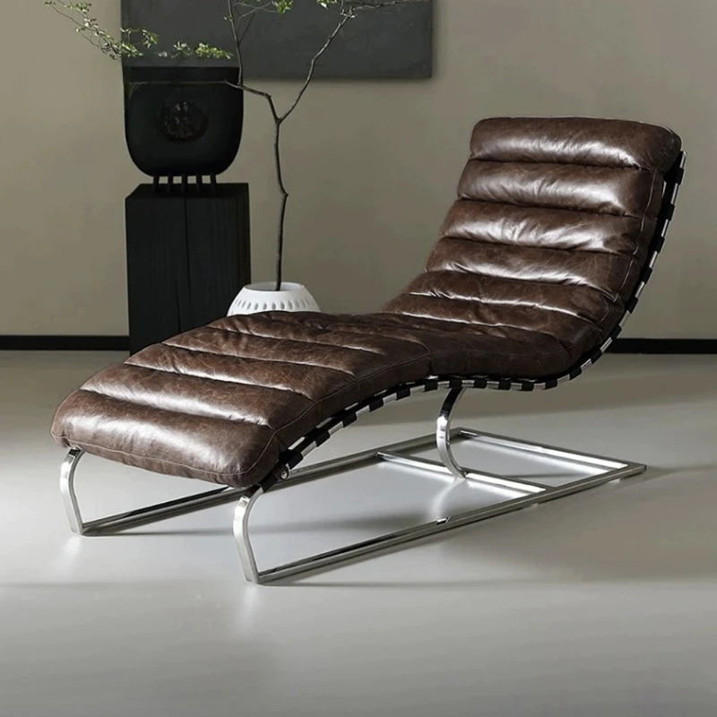 

Siye leather lunch lounge chair Nordic leisure lounge chair