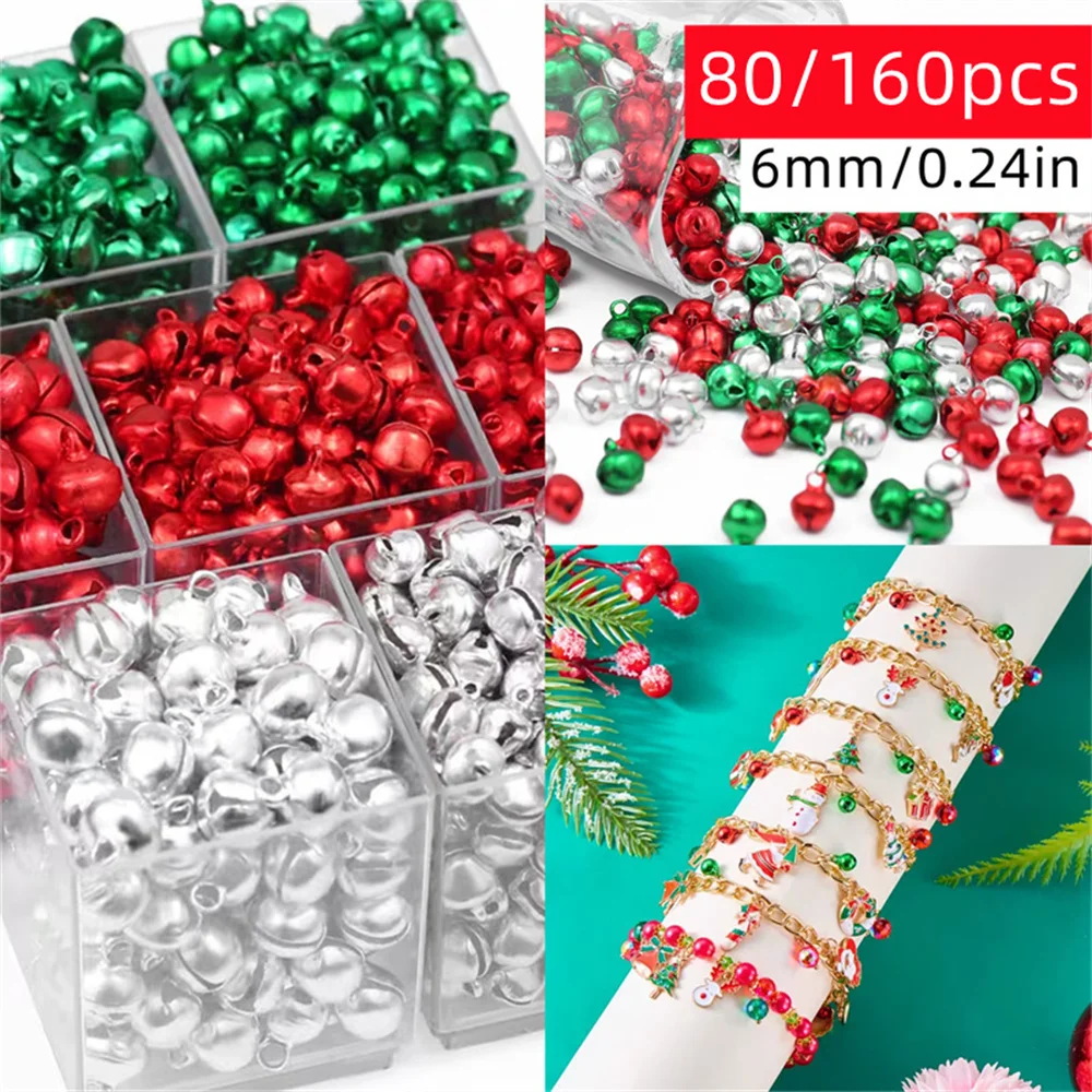 80/160pcs 6mm Bell Beads Are the Best Choice for Making Christmas Bracelets and Necklaces, a Must-Have for Holidays