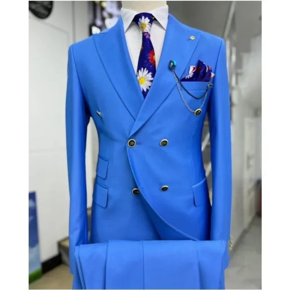 Customizable Double-breasted Formal Men's Suit with Pointed Lapel Slim Fit Wedding Blazer Smoking Jacket for Special Occasions