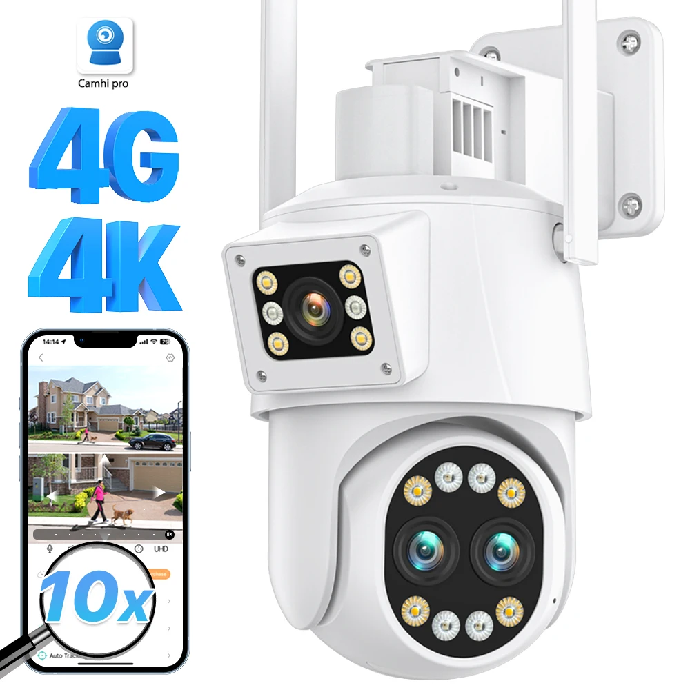 4K HD IP Camera 4G 6MP Wifi Security Outdoor CCTV Camera 10x Optical Zoom P2P Wireless Video Surveillance Camera Camhi Pro