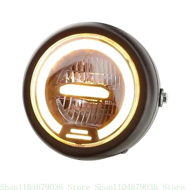 6.5 Inch Round LED Motorcycle Headlight with Brackets Assembly Suitable for Custom Bikes Cafe Racers Enhanced Visibility