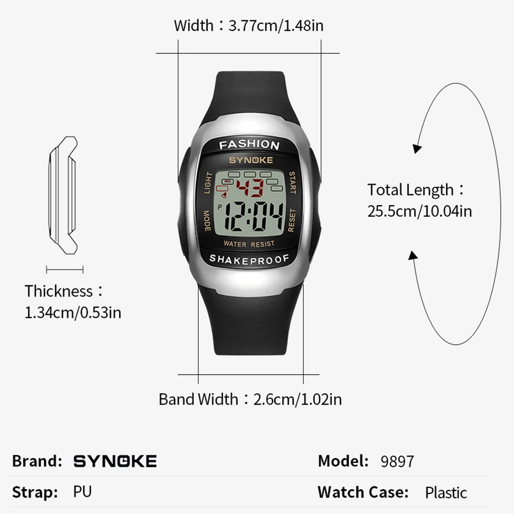 SYNOKE Fashion Military Man Watches Simple Sport Watch Men Resistant Waterproof Digital Wristwatch Alarm Clock reloj hombre