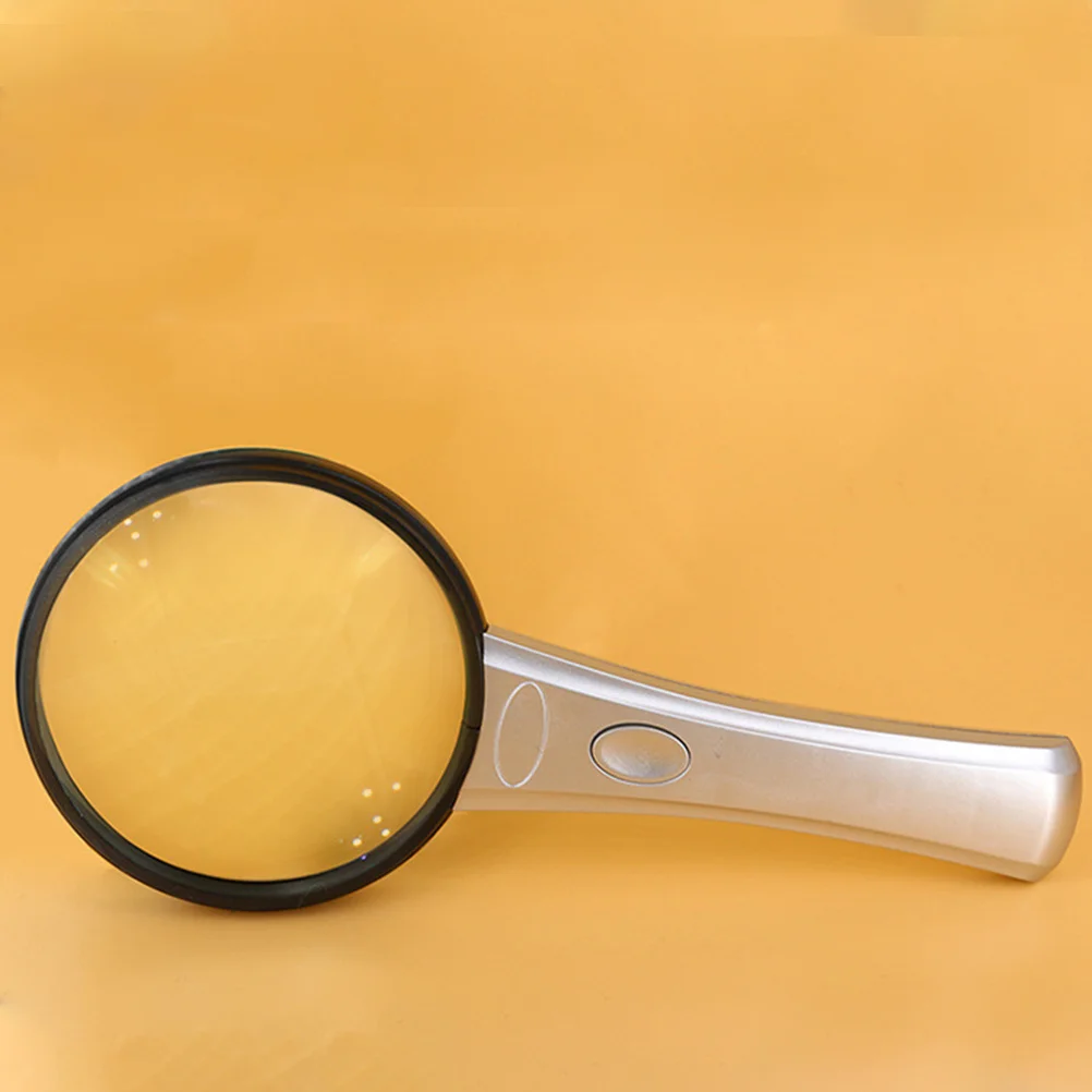 

Portable Magnifier Handheld Loupe with Light for Elderly Students Reading Books Newspapers Durable ABS Material Silver