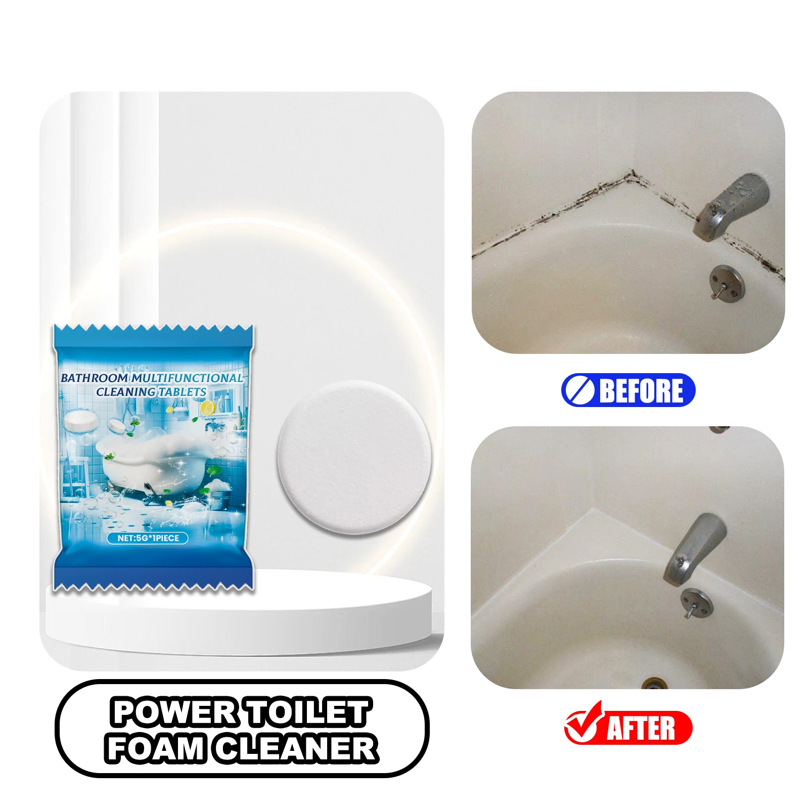 JAKEHOE Toilet Cleaning Effervescent Tablets 1/5/10pcs Household All-purpose Cleaner Tablet For Glass Floor Tiles Remove Stains