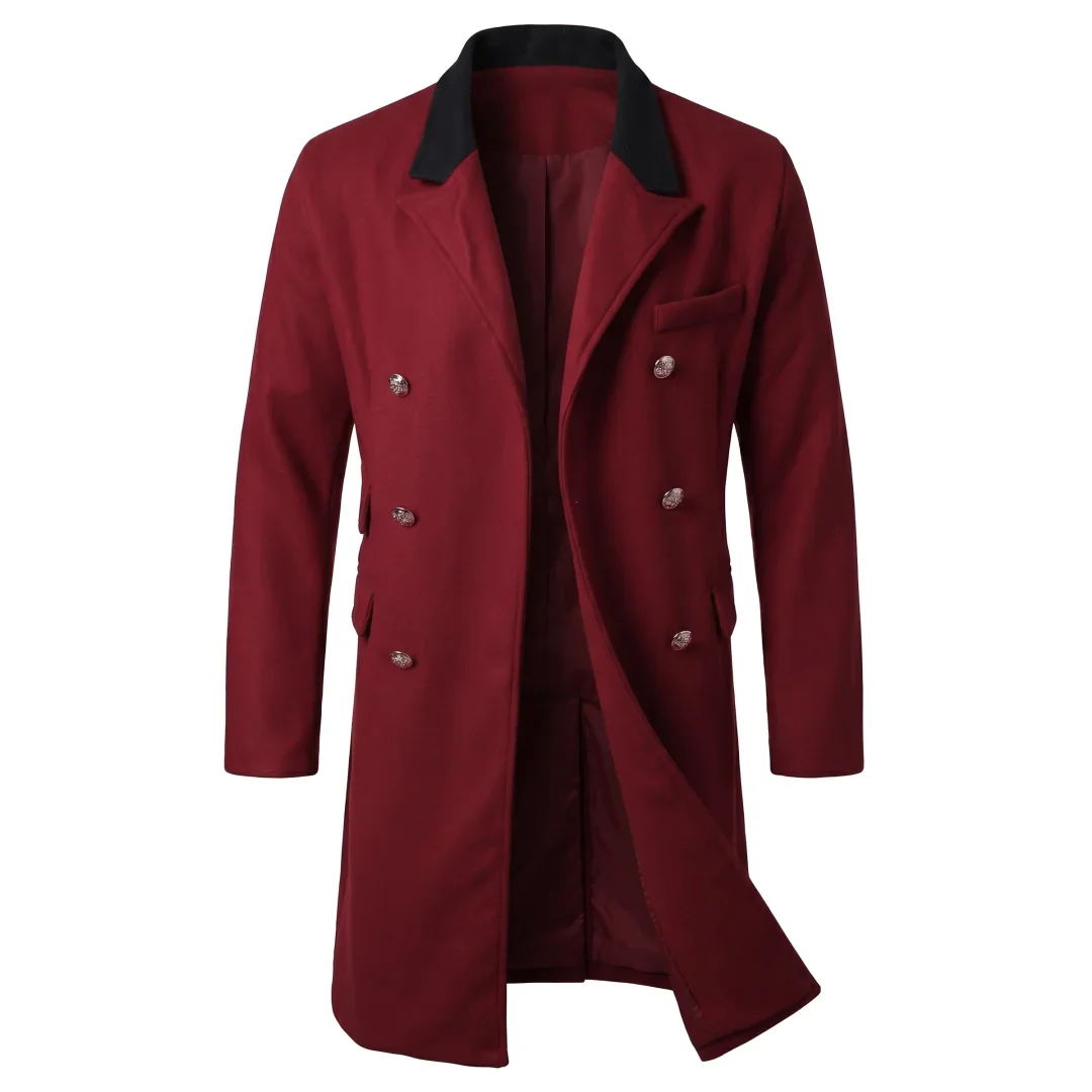 Neuer Winter-Herren-Doppelreihiger Trenchcoat mit Kontrastfarben-Design, Casual/Streetwear, Mehrere Taschen, Warme Winddichte Jacke – Detail 5
