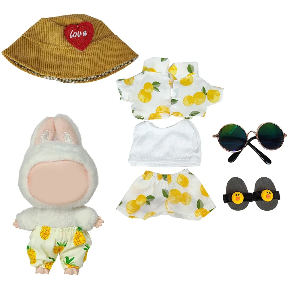 

Labubu Doll Clothes Beach Resort Style Overalls Labubu Idol V1 V2 Dolls Clothing Plush Doll Accessories 15/17cm Universal