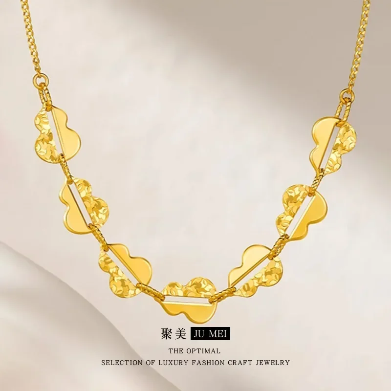 GoldAether Heavy Industry 9999 24K Real Gold Broken Ice Hoist Plate Necklace Bracelet Super Flash Fulu Necklace Braceletgift