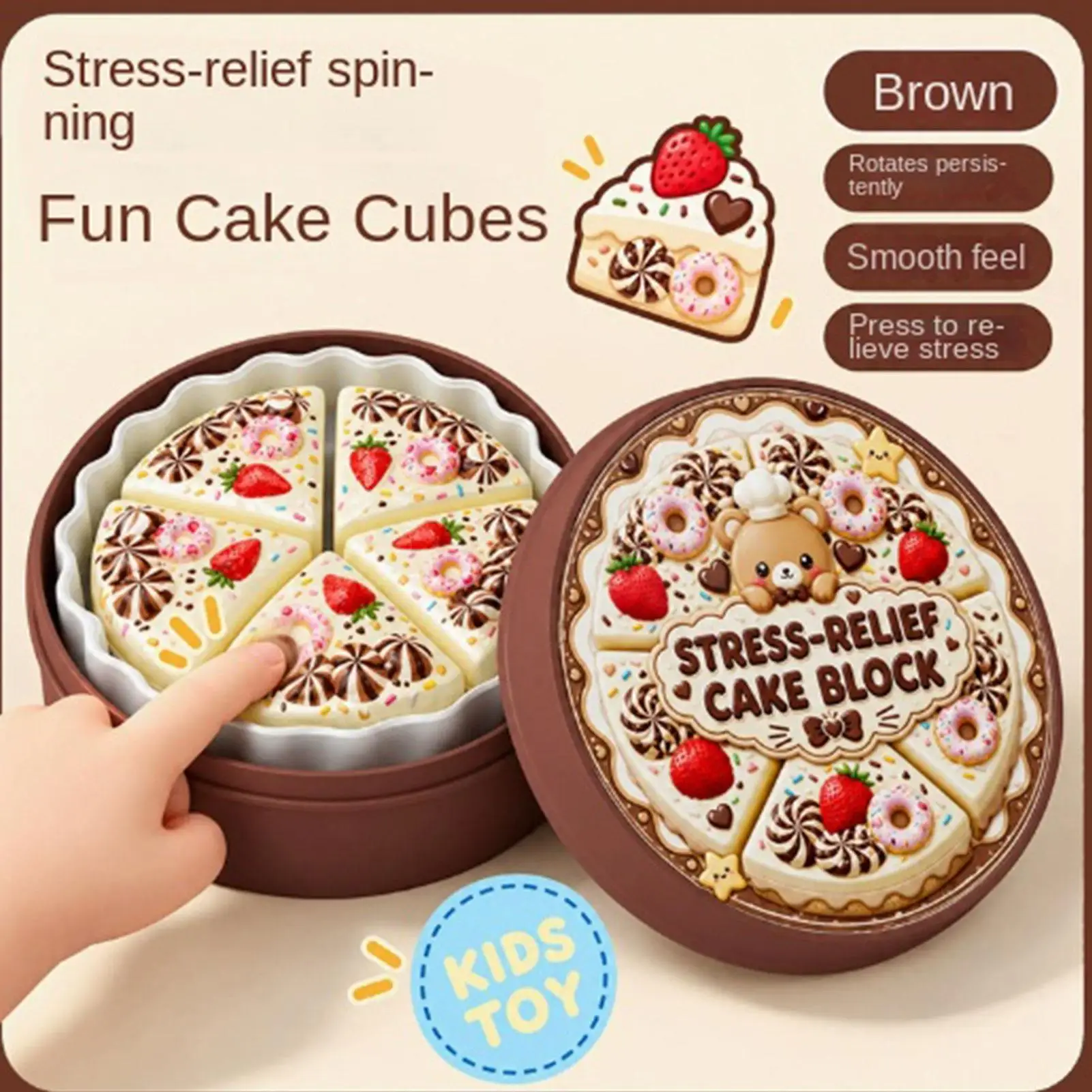 Fidget Toys Finger Button Simulation Cake Box Fingertip Pressure Key Caps Clicker Cake Box Keyboard Clicker Toy 360 Rotation