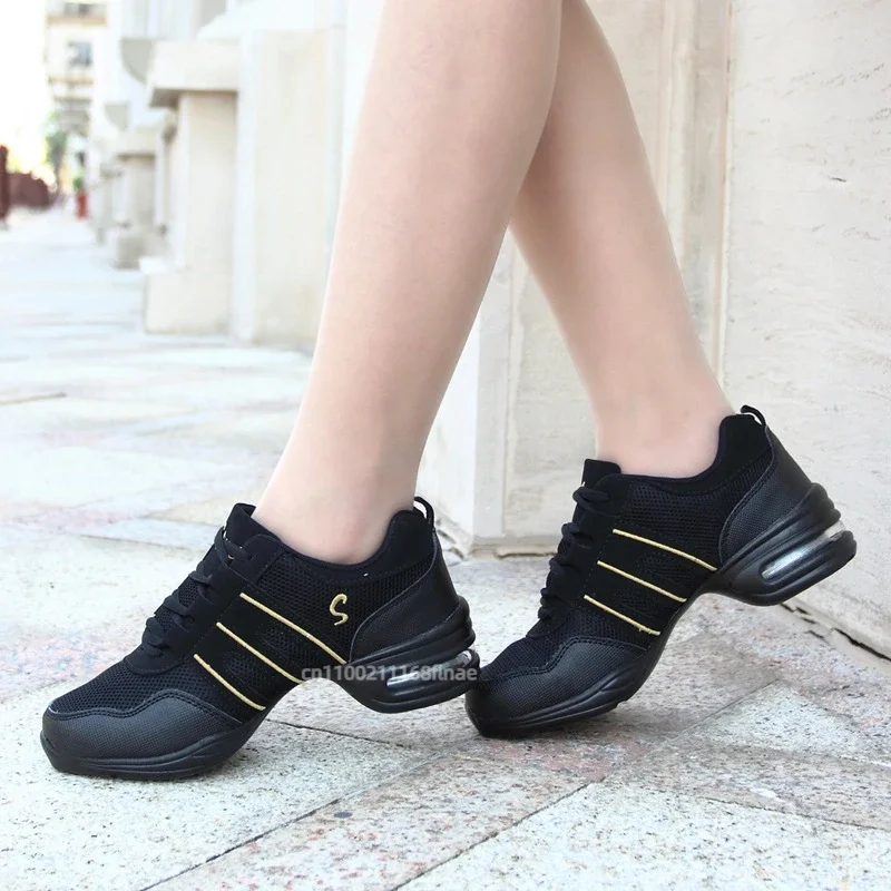 Damen-Tanzschuhe, weiche Sohle, rutschfest, atmungsaktives Mesh-Material, bequem, erhöhen die Körpergröße, quadratische Tanzschuhe für den Innen- und Außenbereich, modisch. – Detail 9