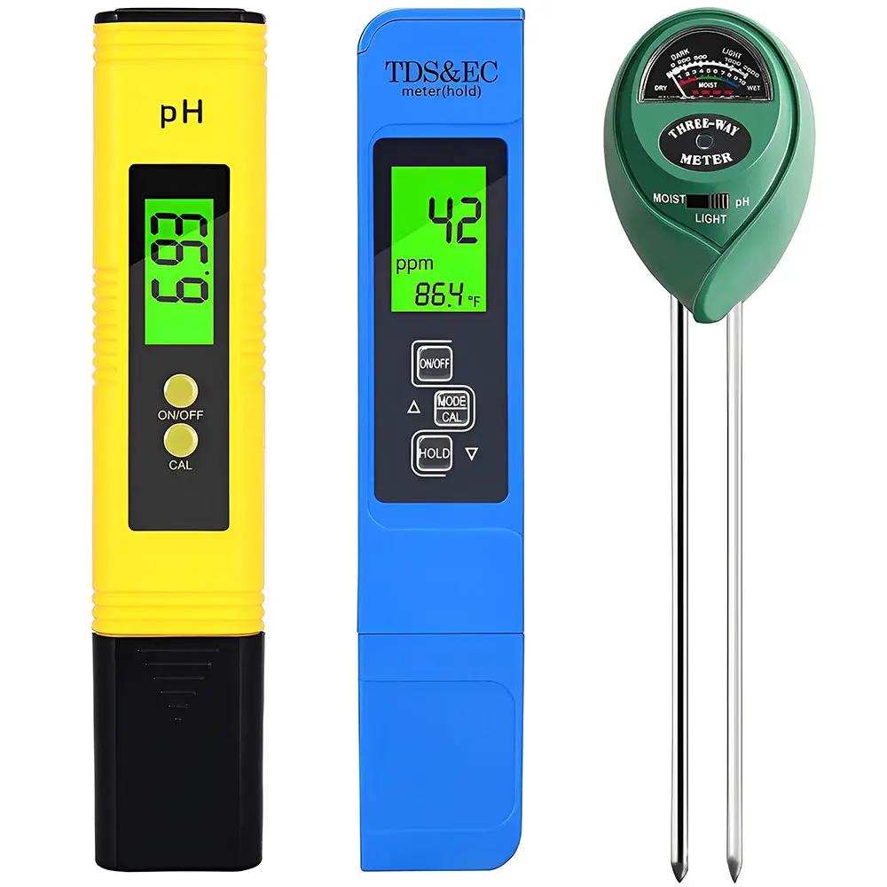 PH Meter 3-in-1 TDS EC and Temperature Meter Soil Moisture Tester for Water Quality Tester for Plants Garden Soil Hydroponics