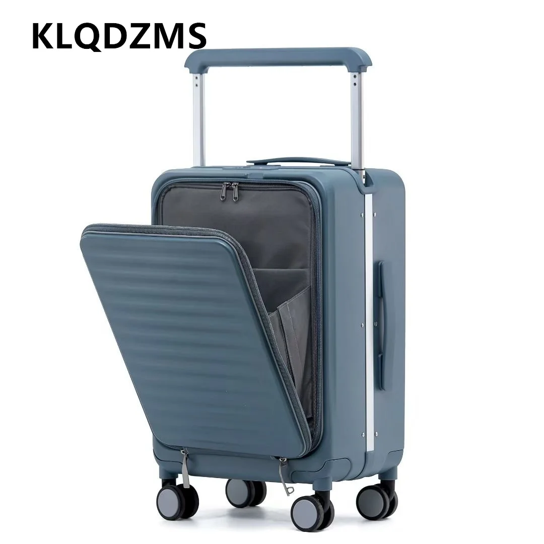 KLQDZMS Laptop Suitcase Front Opening Boarding Box USB Charging Multifunctional Trolley Case 20