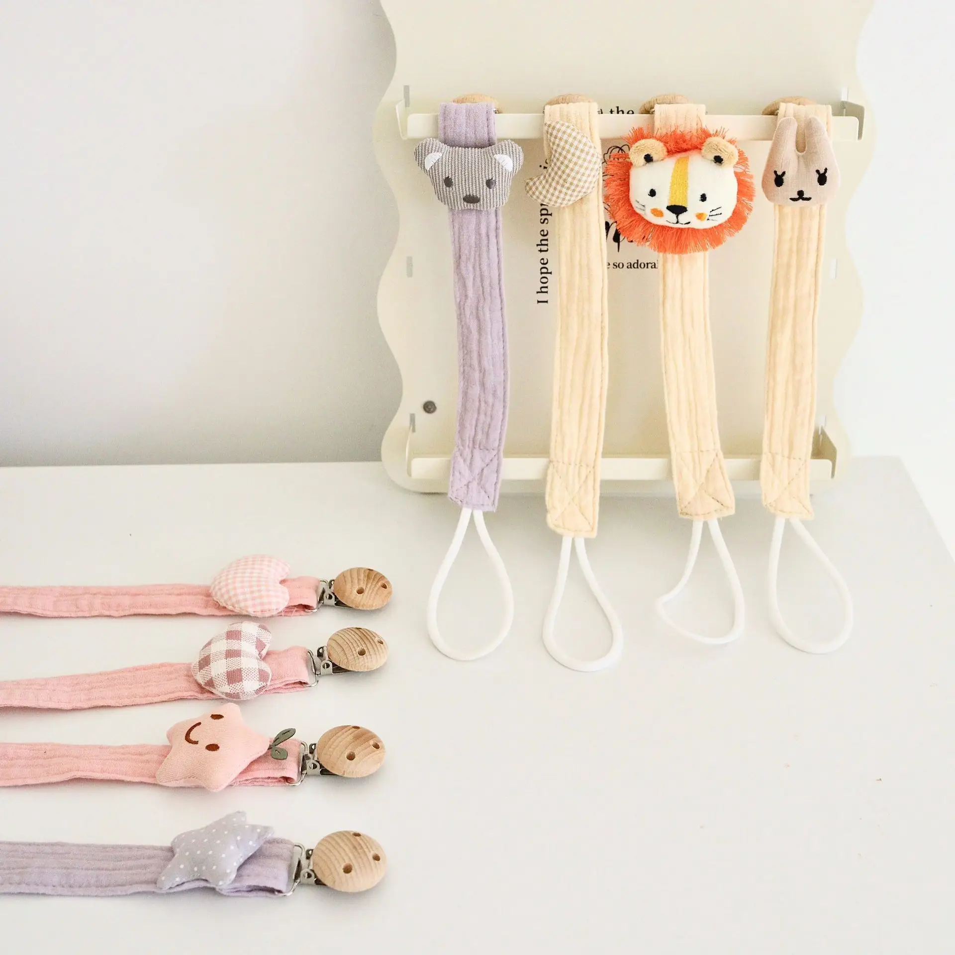 

Cartoon Animal Pacifier Chain Fabric Pacifier Chain Creative Knot Anti Loss Rope Animal Flower Shaped Baby Soothing Pendant