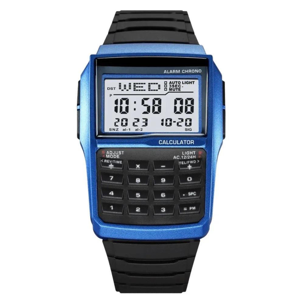 Computer Style Multifunctional Computer Watch Waterproof LED Display Digital Watch Alarm Stopwatch Calculator Watch Men