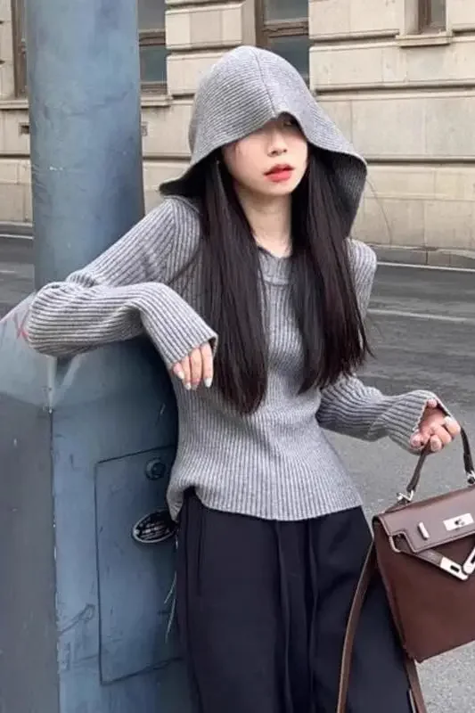 البلوزات لاعبا البلوفرات امرأة أعلى الياقات متماسكة مثير نمط BF Y2K اجتماع الأعمال المهنية الحديثة بسيطة الخريف الصلبة #2