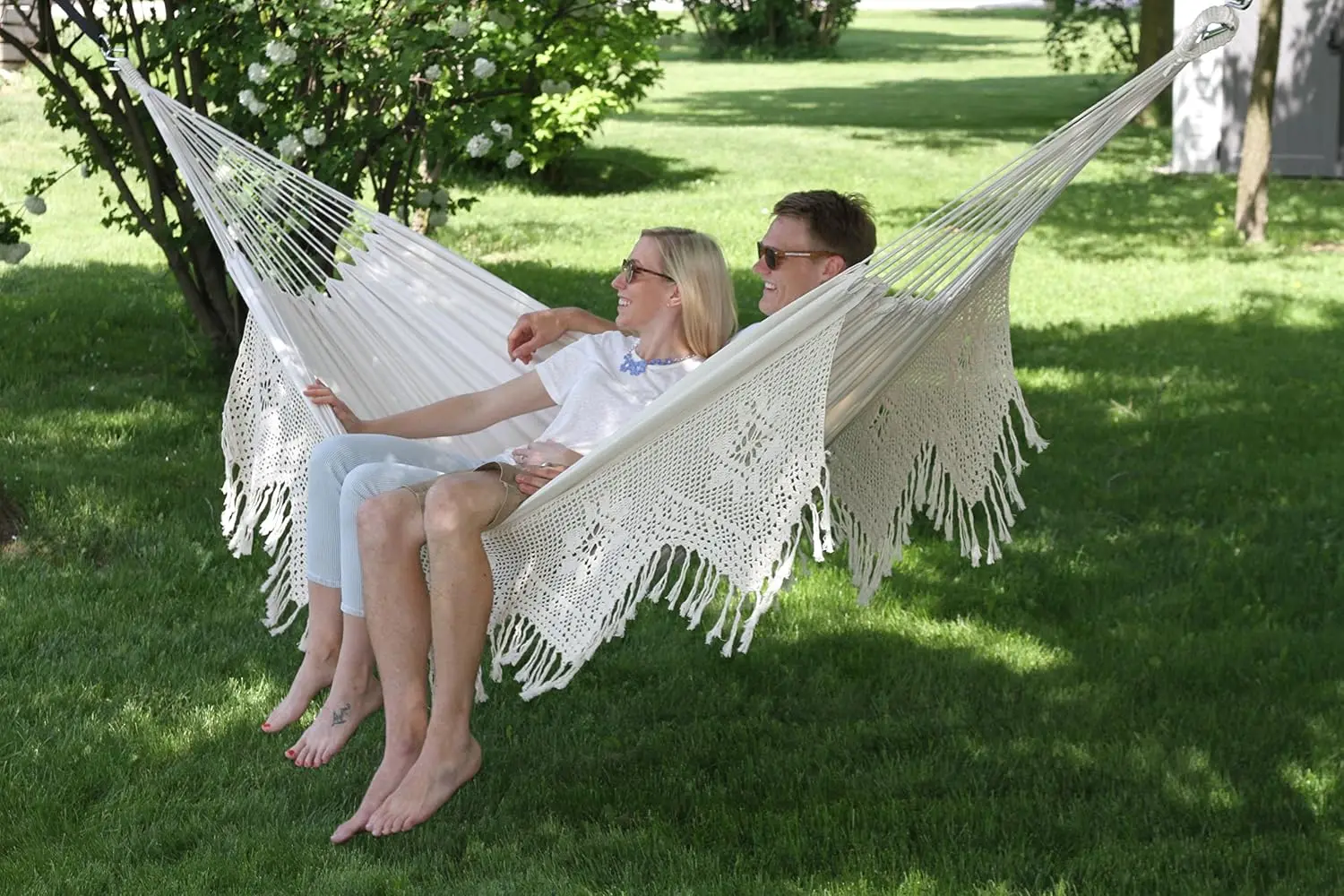 Double Deluxe Brazilian Cotton Hammock with Fringe 450 lb Capacity, Customized