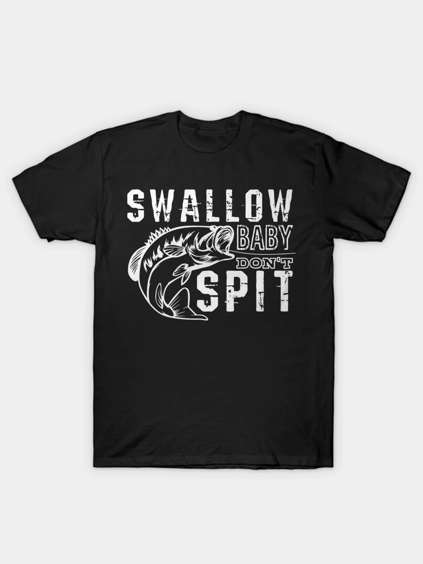 Swallow Spit Graphic Streetwear T-Shirt for Men & Women - Bold Distressed Typography & Swallow Design, 100% Cotton Regular Fit Round Neck Tee, Machine Washable Casual Streetwear for Adults