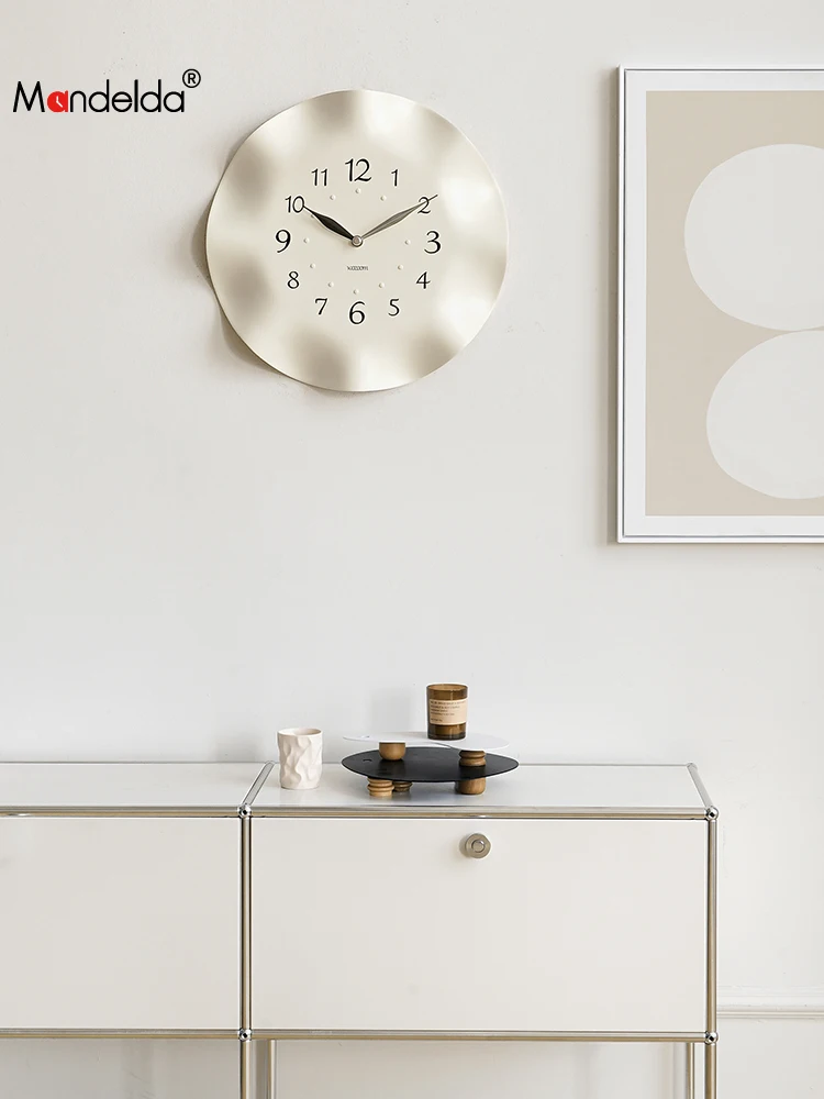 

Drill-Free Cream-Style Art Wall Clock - Modern Minimalist Decorative Clock for Living Room, Elegant Home Use