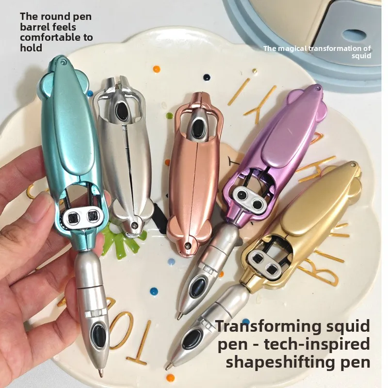 Black Technology Internet Celebrity Deformation Pen Decompression Automatic Fun Squid Press Ballpoint Pen Neutral Pen