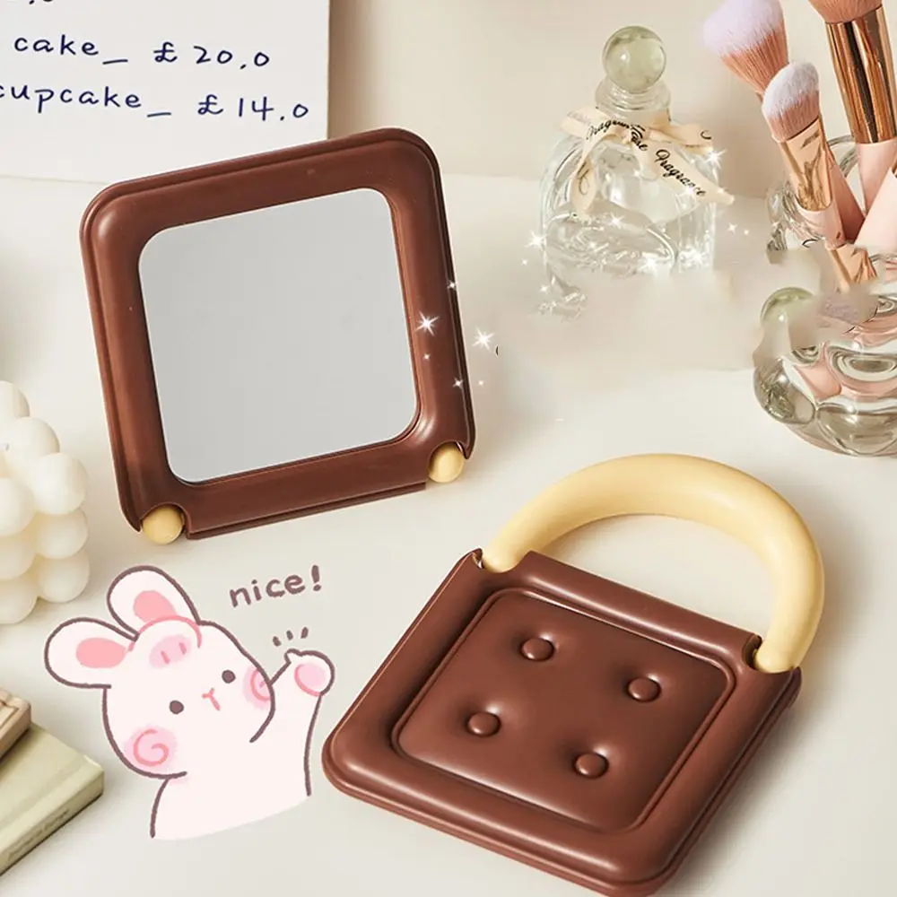 Chocolade Vorm Desktop Make-Up Spiegel Draagbare High Definition Handheld Tas Make-Up Spiegel Eenvoudige Dressing Spiegel Vrouwen