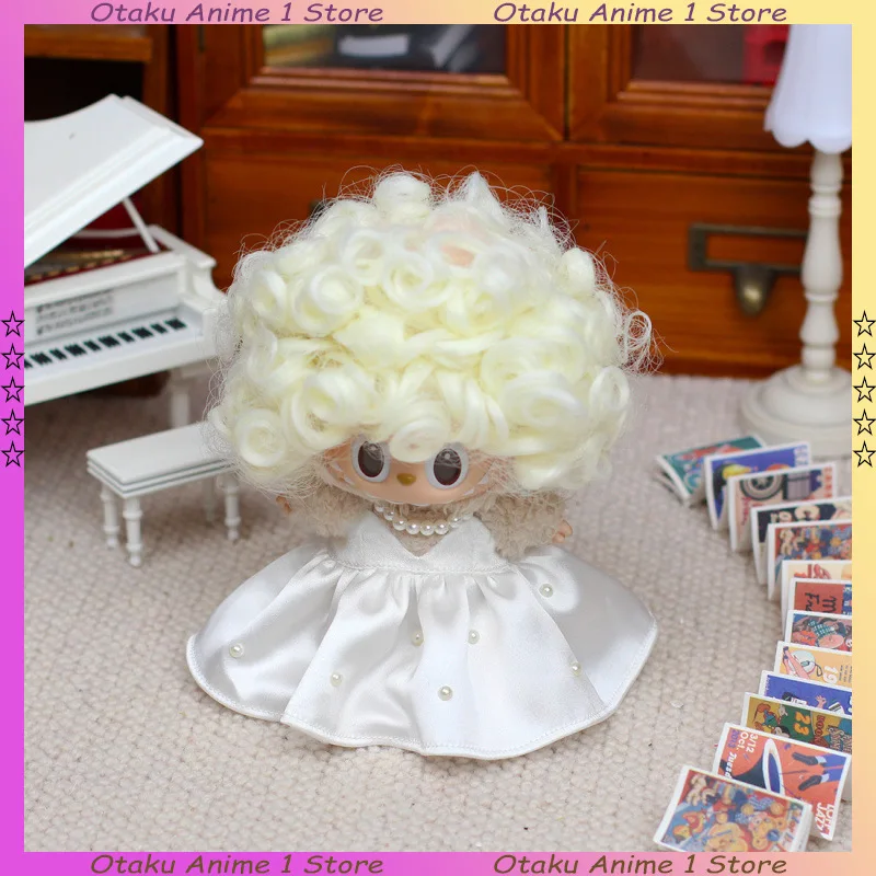 حار Labubu 3.0 الملابس مارلين مونرو فستان أبيض كلاسيكي مع شعر مستعار مجموعة صغيرة أفخم دمية الملابس موضة إكسسوارات دمي هدية