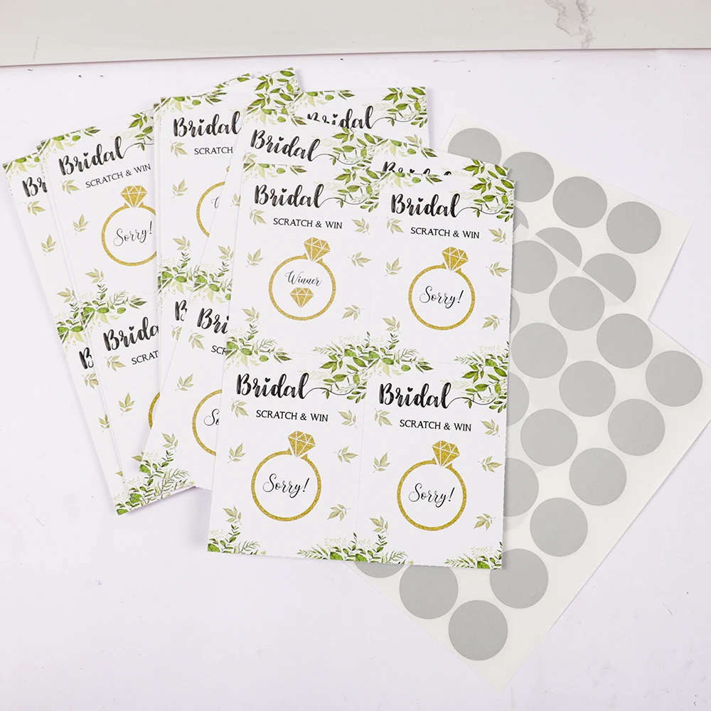 1Pack Leaf Pattern Wedding Bride To Be Team Scratch Off Game Card for Hen Party Bachelorette Bridal Shower Party Decoration