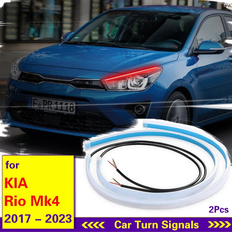 

2pcs Led DRL Daytime Running Lights Flexible Car Light For Kia Rio 2017-2023 Turn Signal Brake Side Lights Headlights Strip 12v